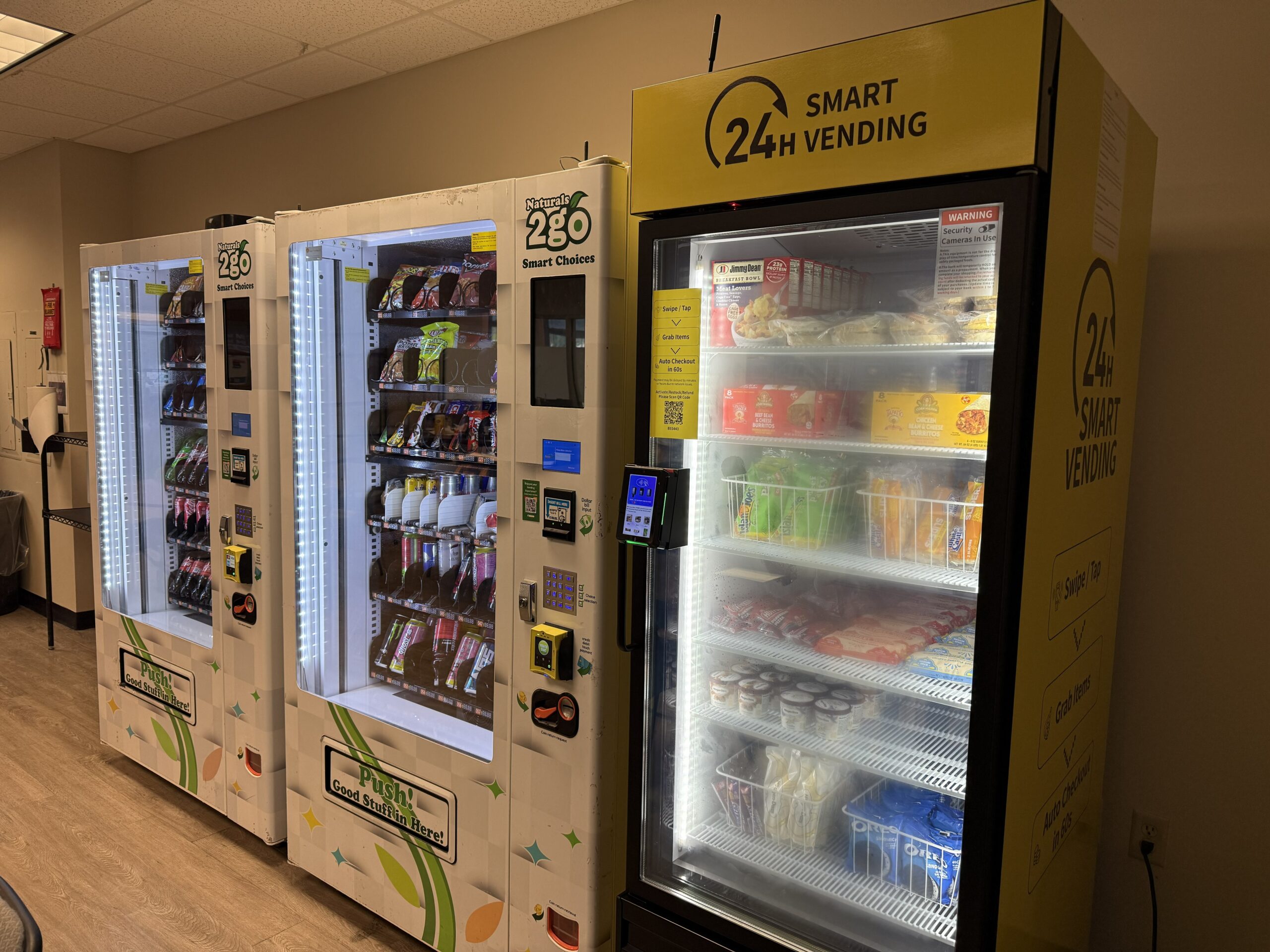 Cashless vending machine installed in breakroom