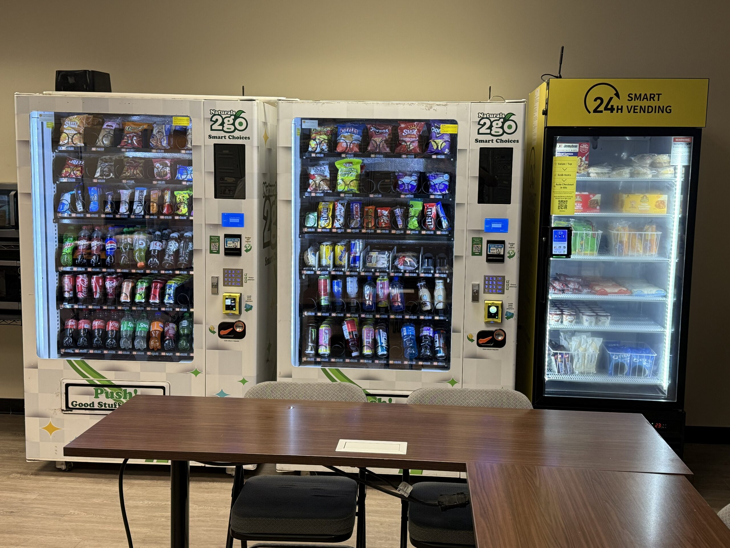 Orange Vending machine in breakroom