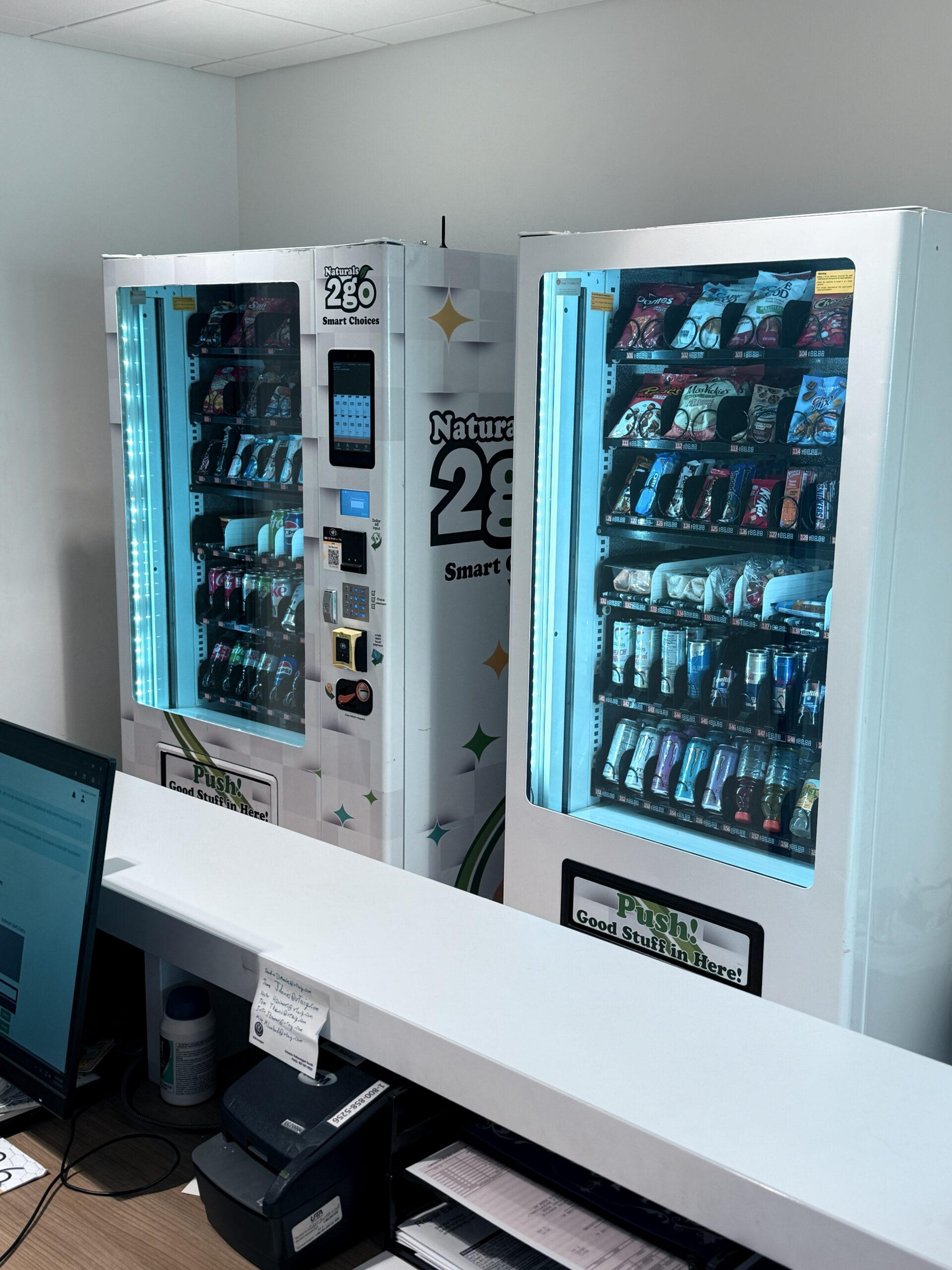 Cashless vending machine installed